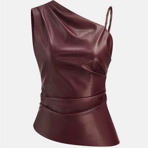 Commense Burgundy One-Shoulder Top
